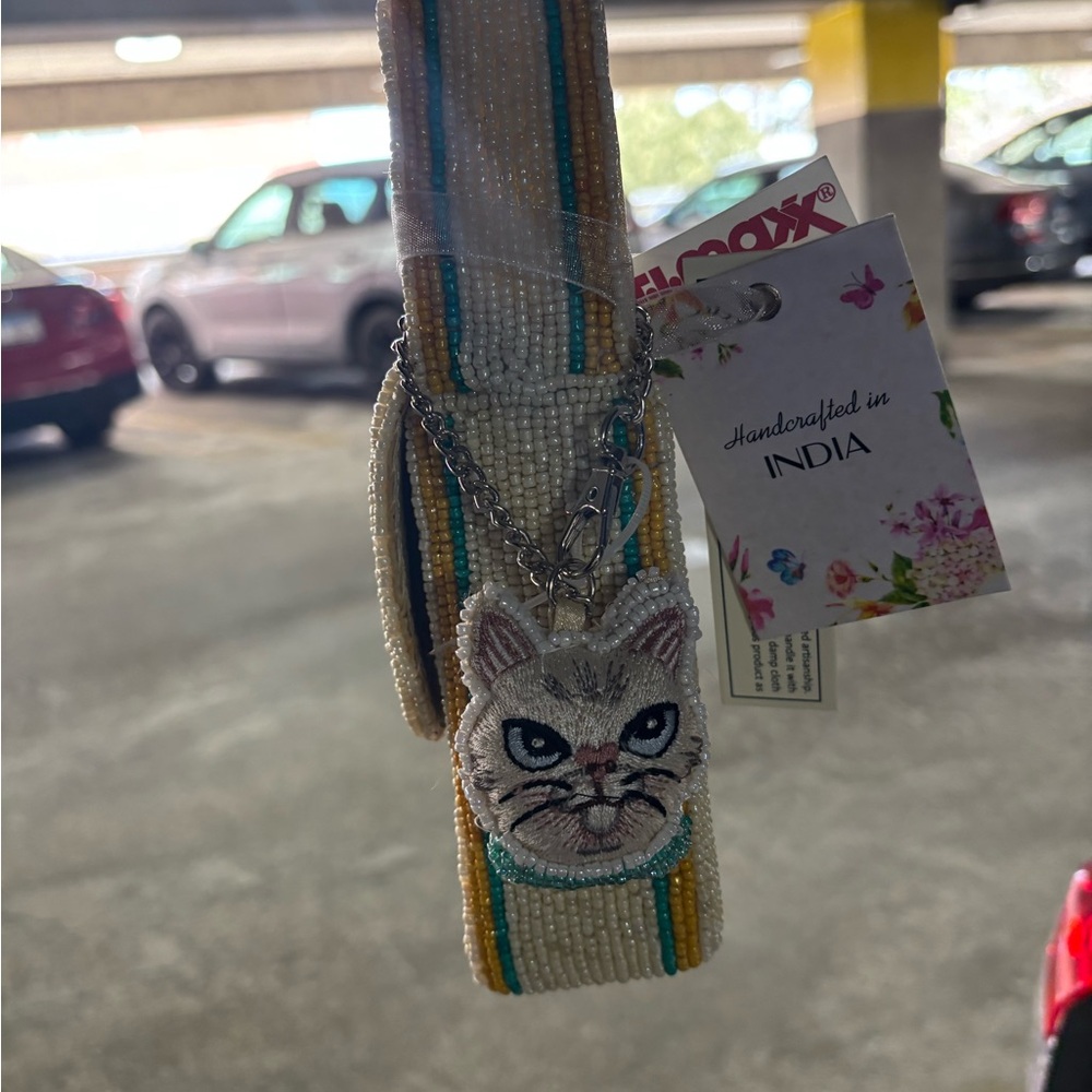 Beaded Cat Design Shoulder Bag - Picture 3 of 4